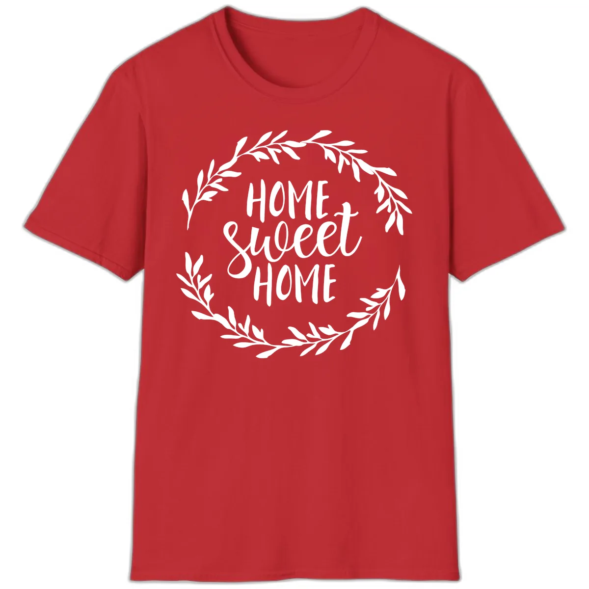 Home Sweet Home Wreath Design T-Shirt in Red