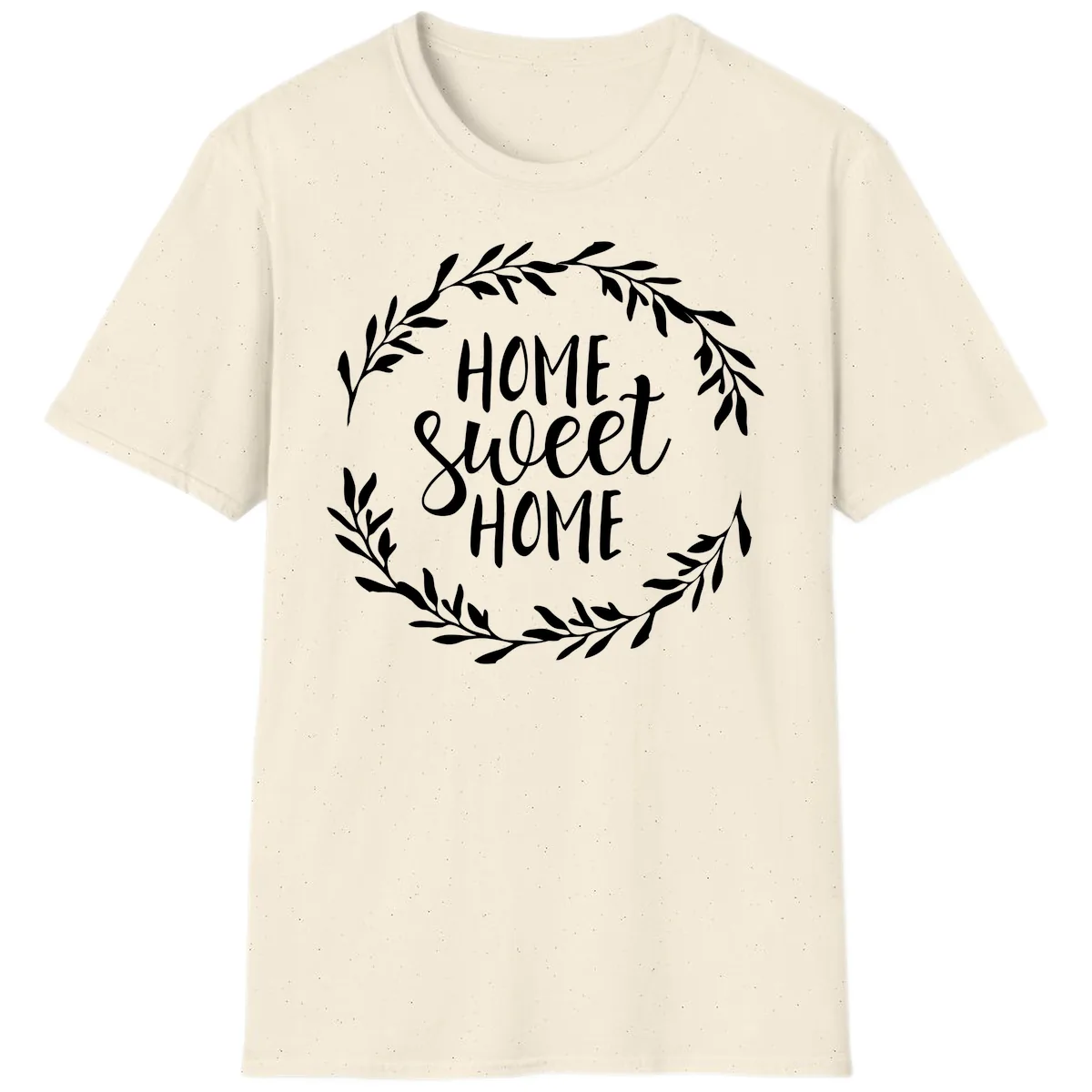 Home Sweet Home Wreath Design T-Shirt in Natural