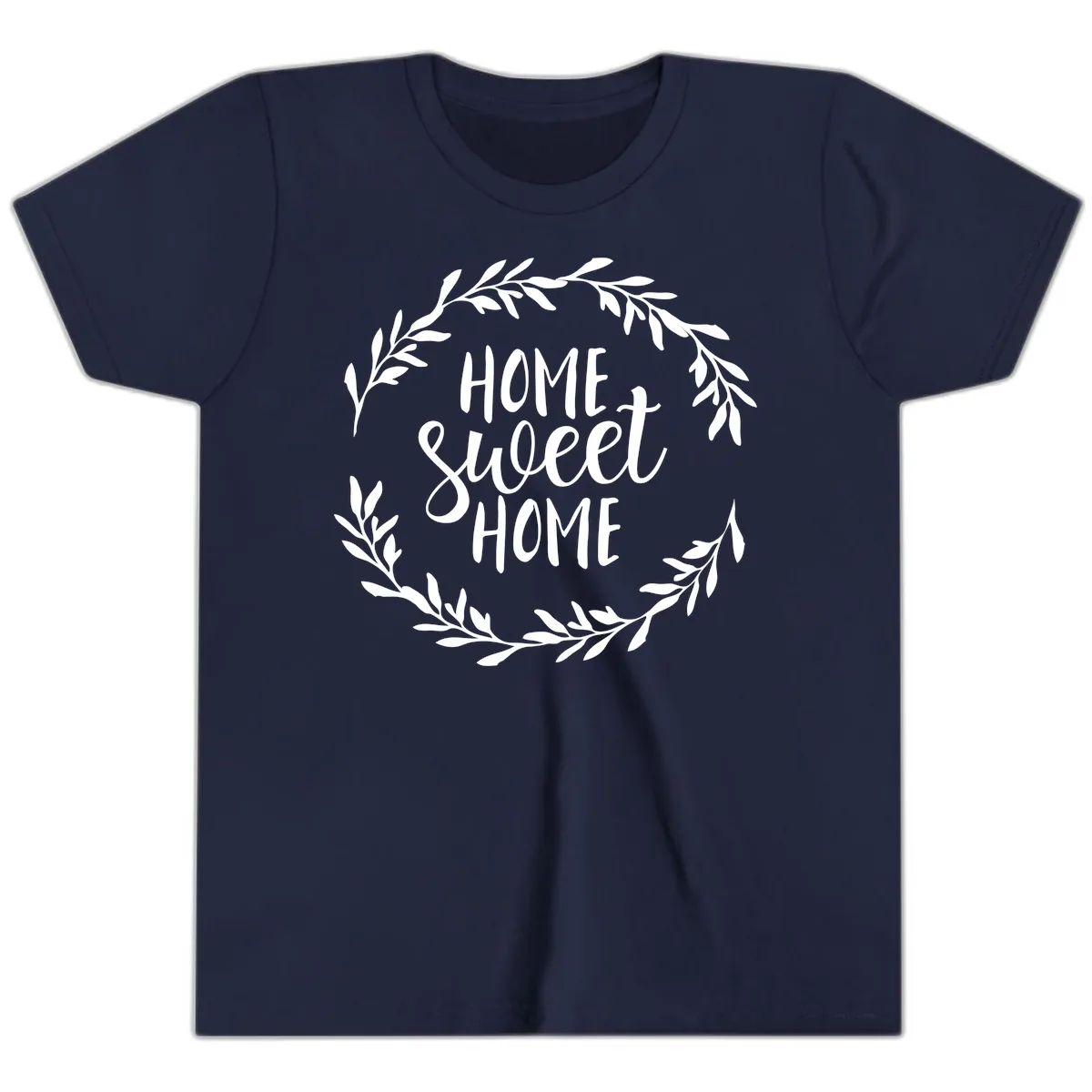 Home Sweet Home Wreath Design Youth T-Shirt in Navy