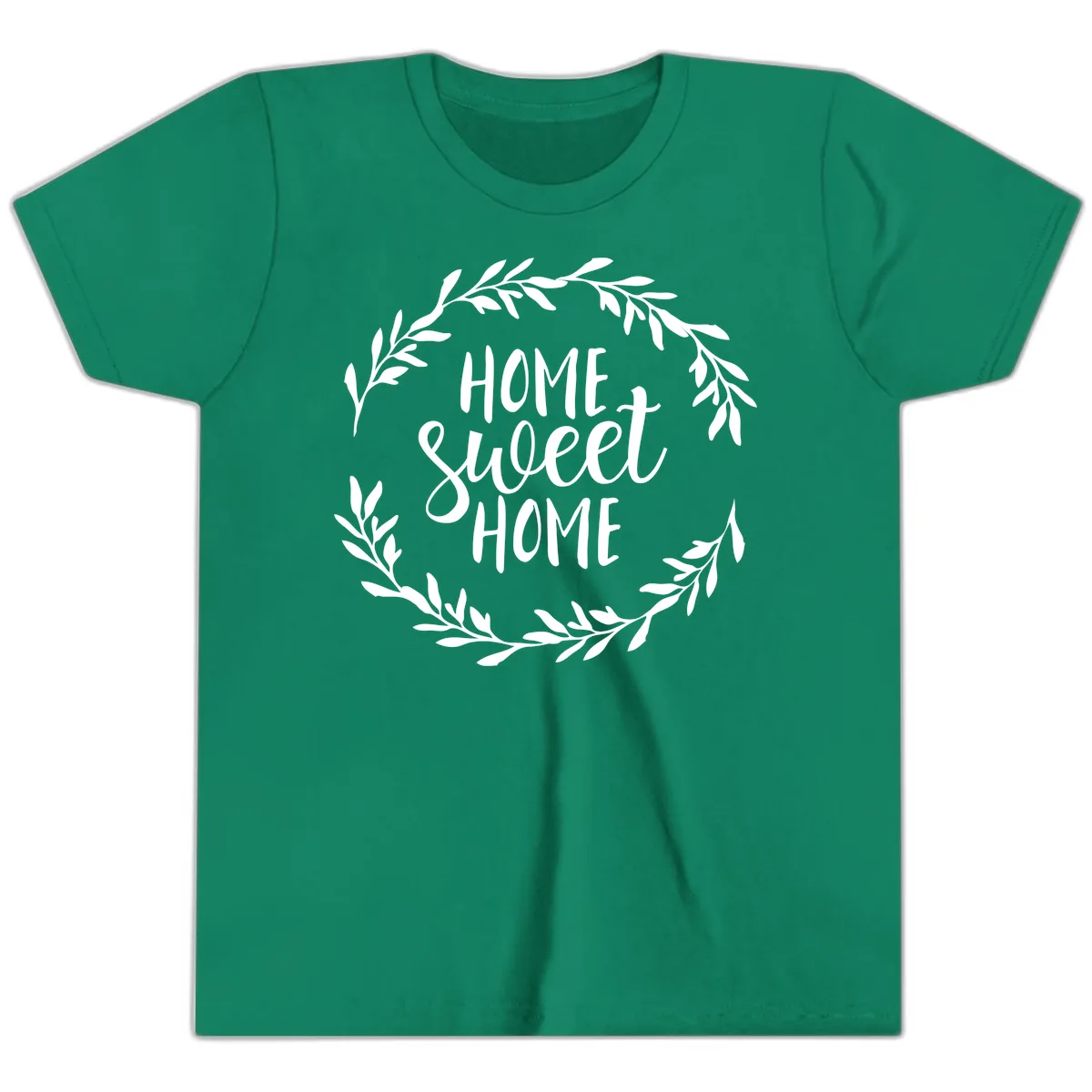 Home Sweet Home Wreath Design Youth T-Shirt in Kelly