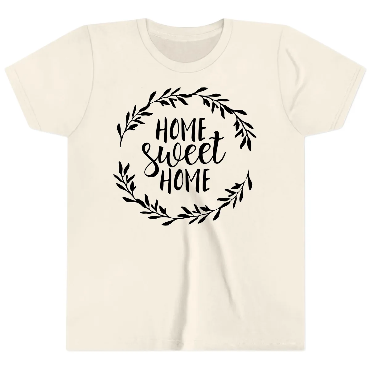 Home Sweet Home Wreath Design Youth T-Shirt in Natural