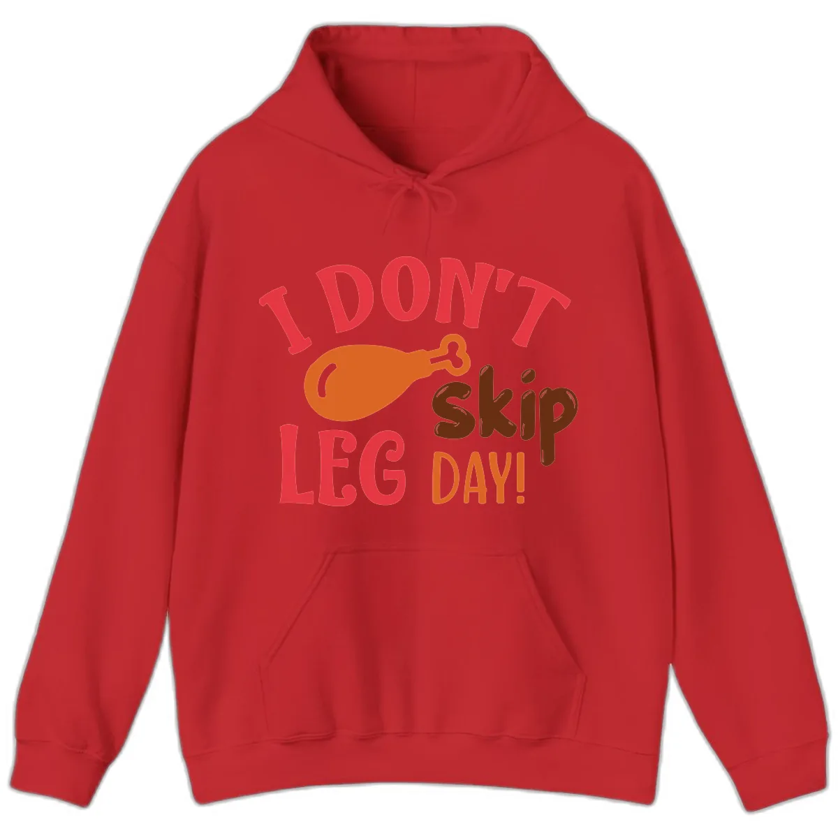 I Don't Skip Leg Day Turkey Drumstick Hoodie in Red