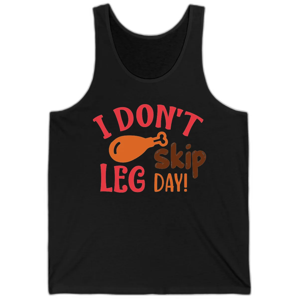 I Don't Skip Leg Day Turkey Drumstick Tank in Black