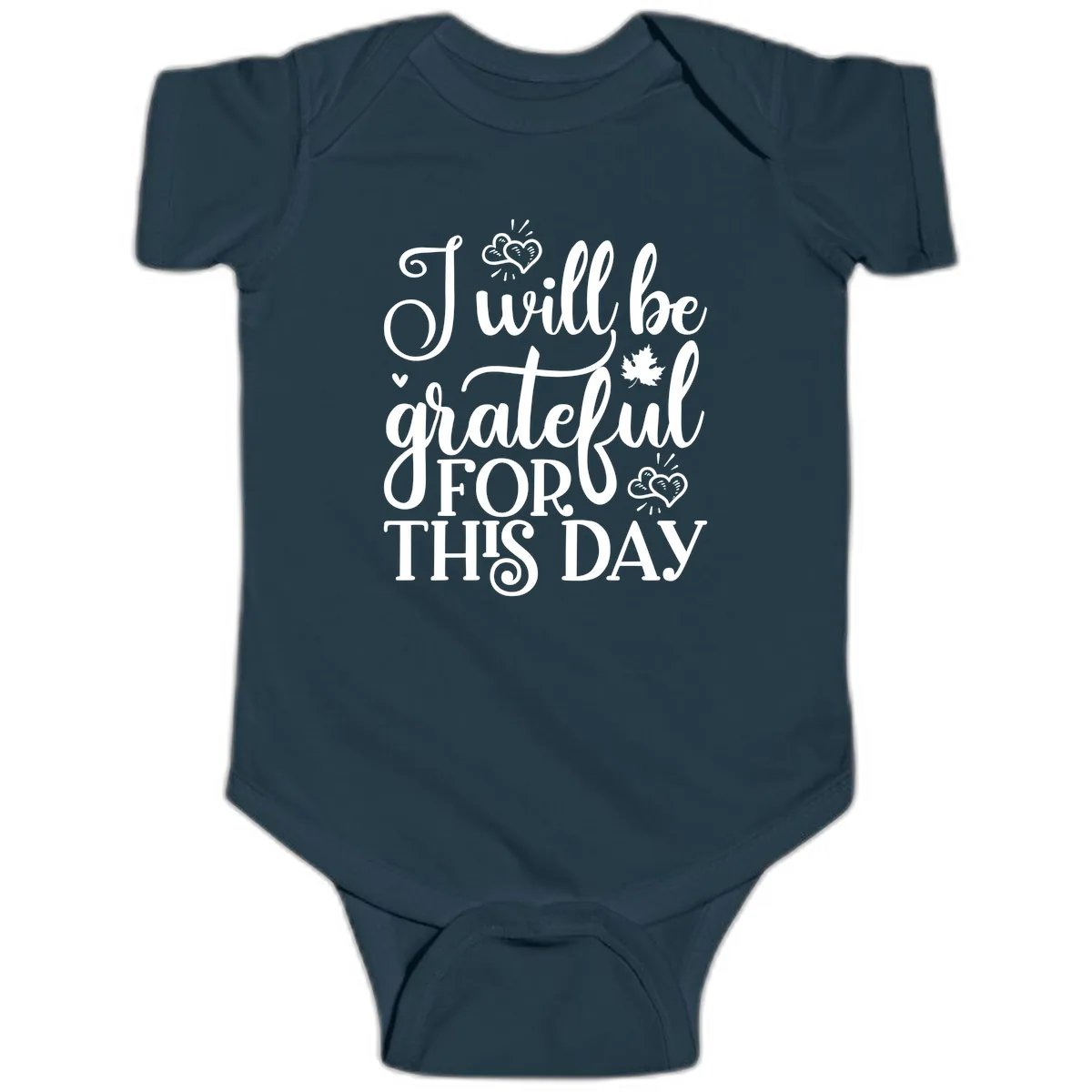 I Will Be Grateful For This Day Baby Onesie in Navy