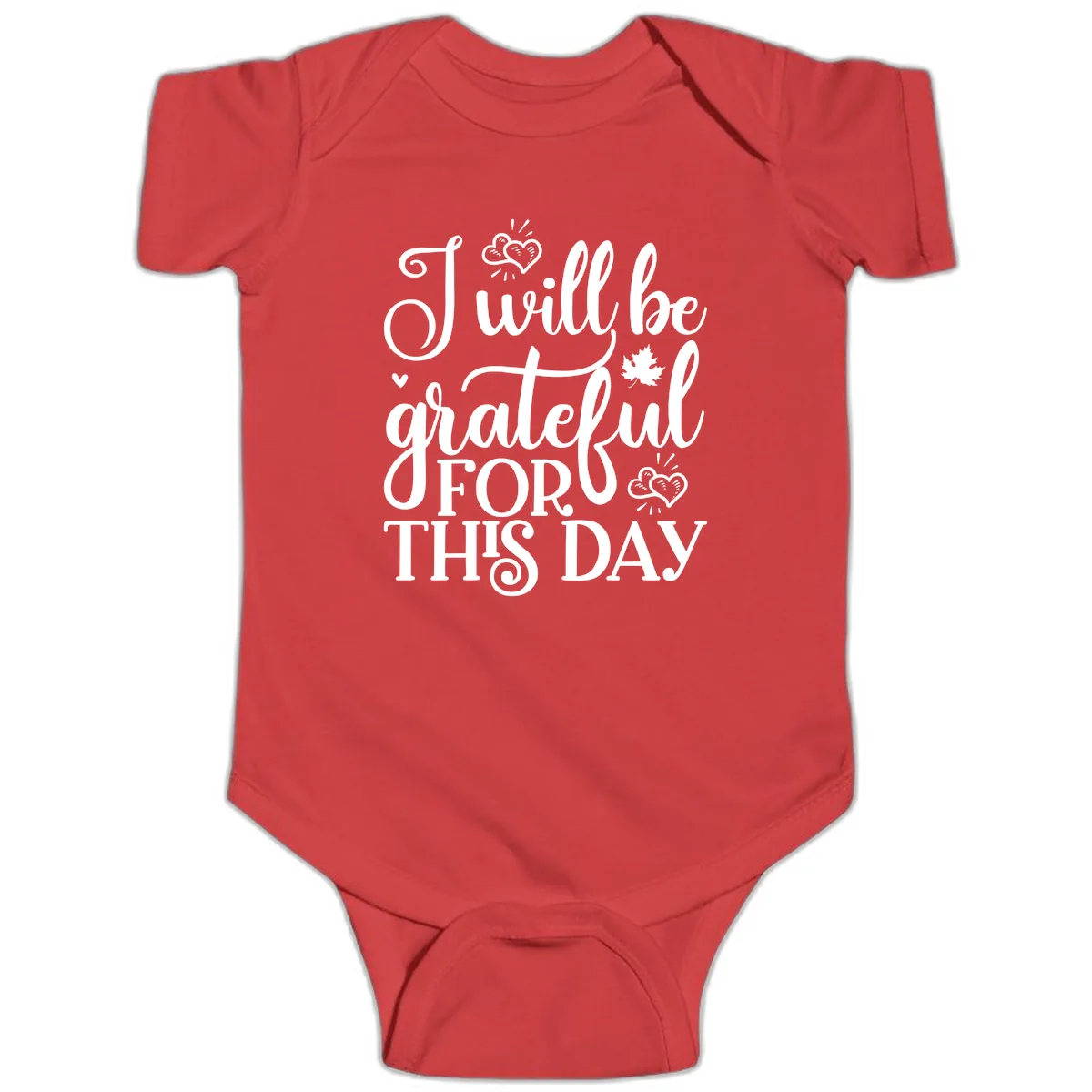 I Will Be Grateful For This Day Baby Onesie in Red