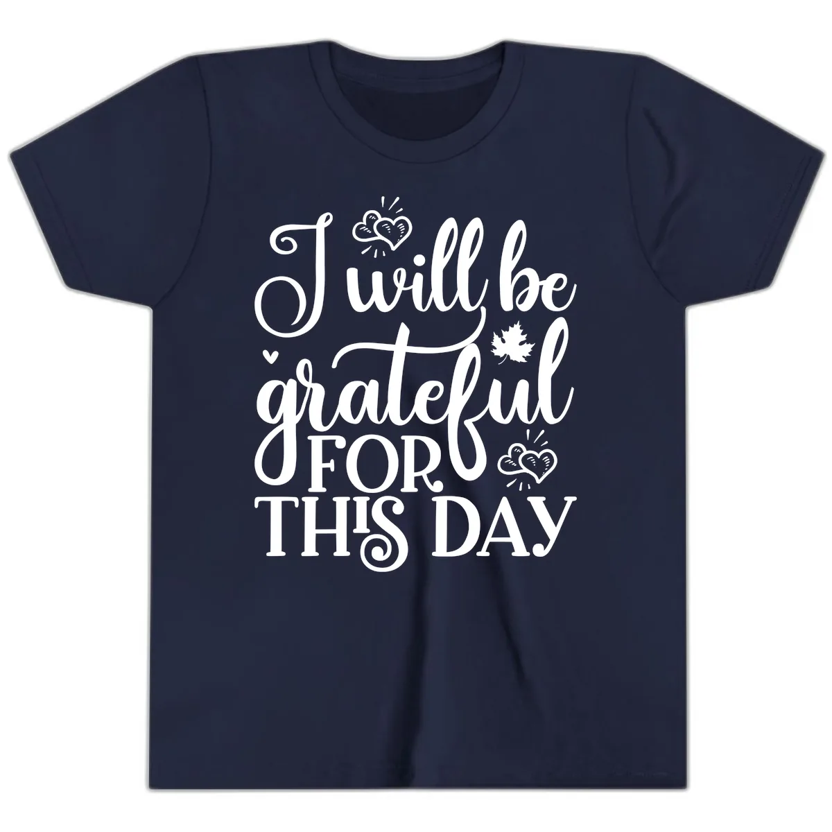 I Will Be Grateful For This Day Youth T-Shirt in Navy