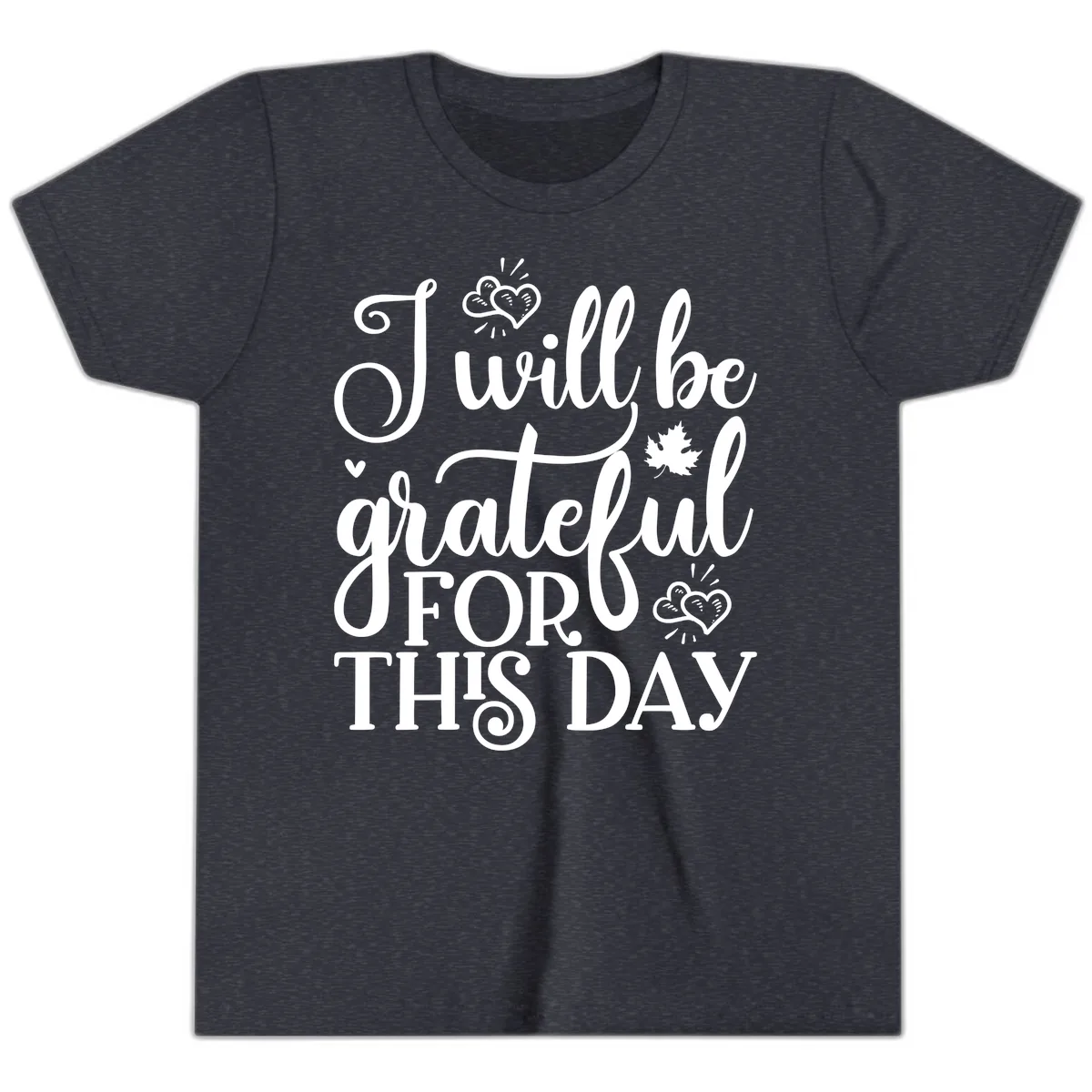 I Will Be Grateful For This Day Youth T-Shirt in Heather Navy
