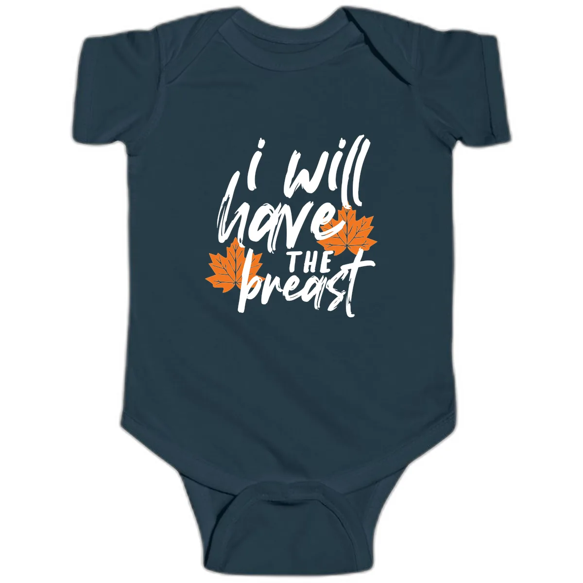 I Will Have The Breast Thanksgiving Turkey Baby Onesie in Navy