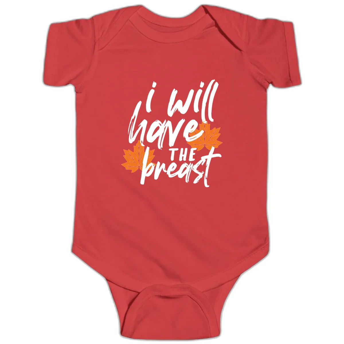 I Will Have The Breast Thanksgiving Turkey Baby Onesie in Red