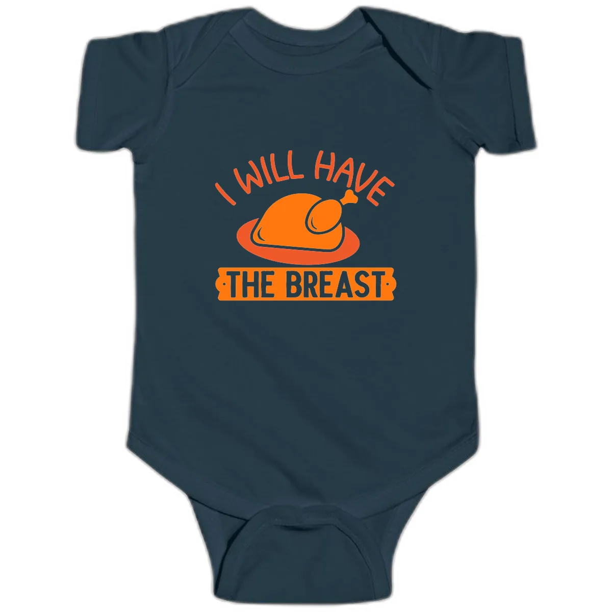 I Will Have The Breast Thanksgiving Turkey Baby Onesie in Navy