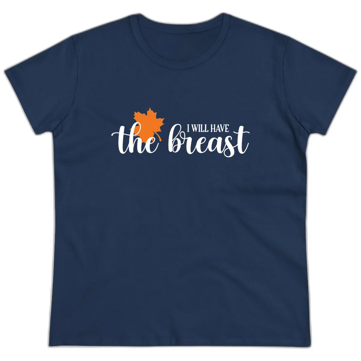 The Breast Fall Maple Leaf Ladies Tee in Navy