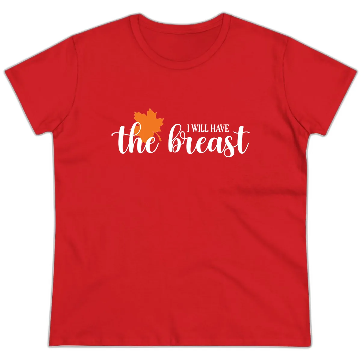 The Breast Fall Maple Leaf Ladies Tee in Red