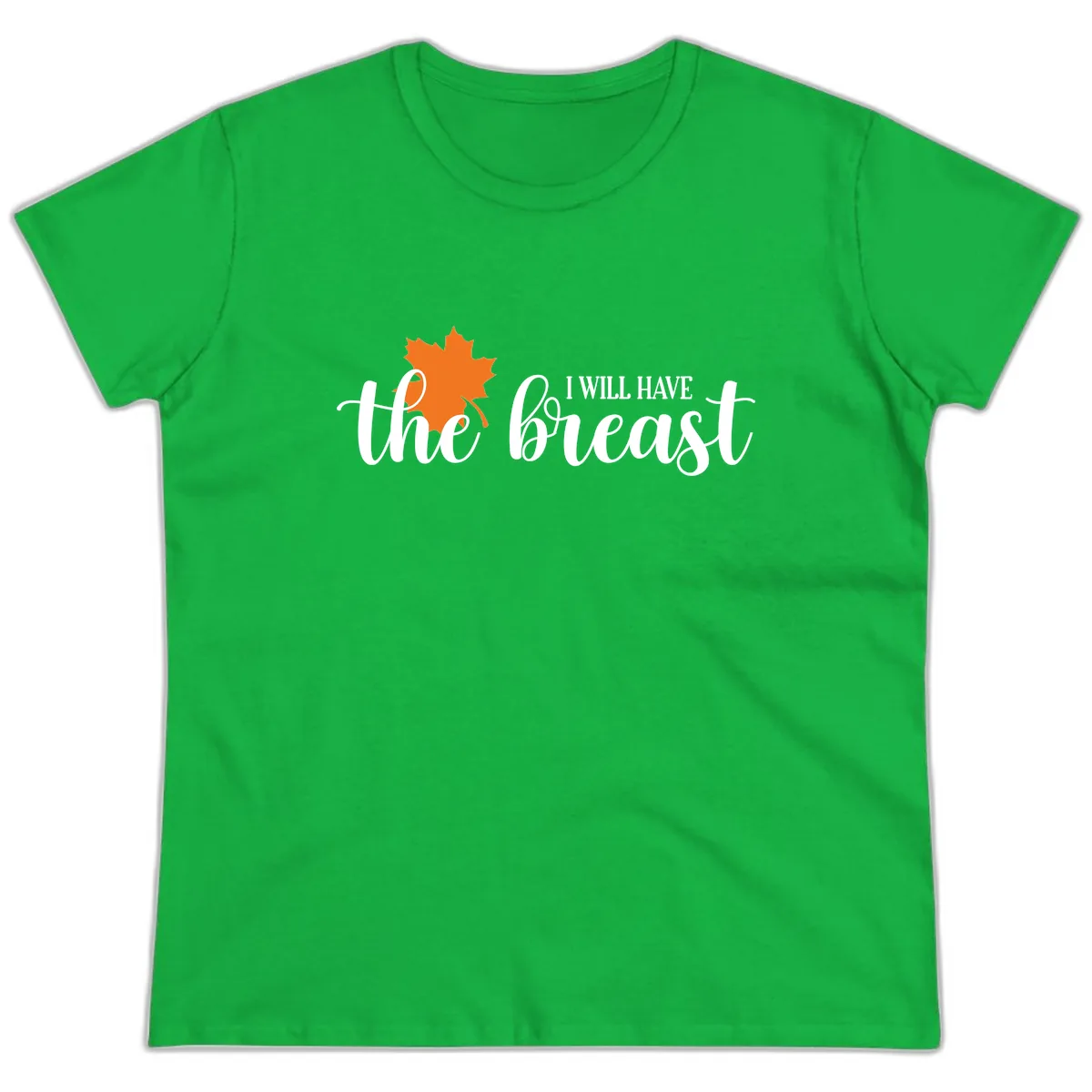 The Breast Fall Maple Leaf Ladies Tee in Irish Green