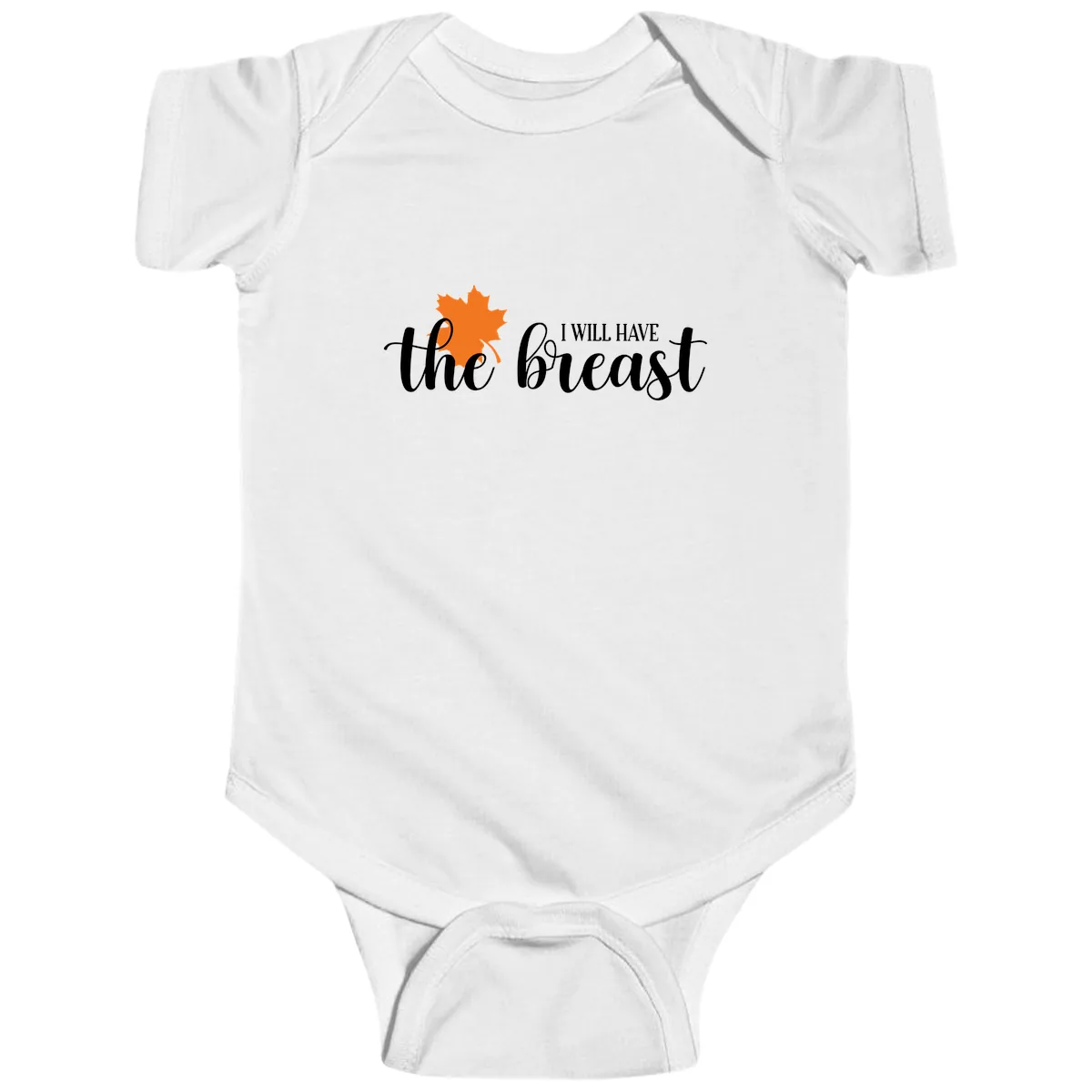 The Breast Fall Maple Leaf Baby Onesie in White