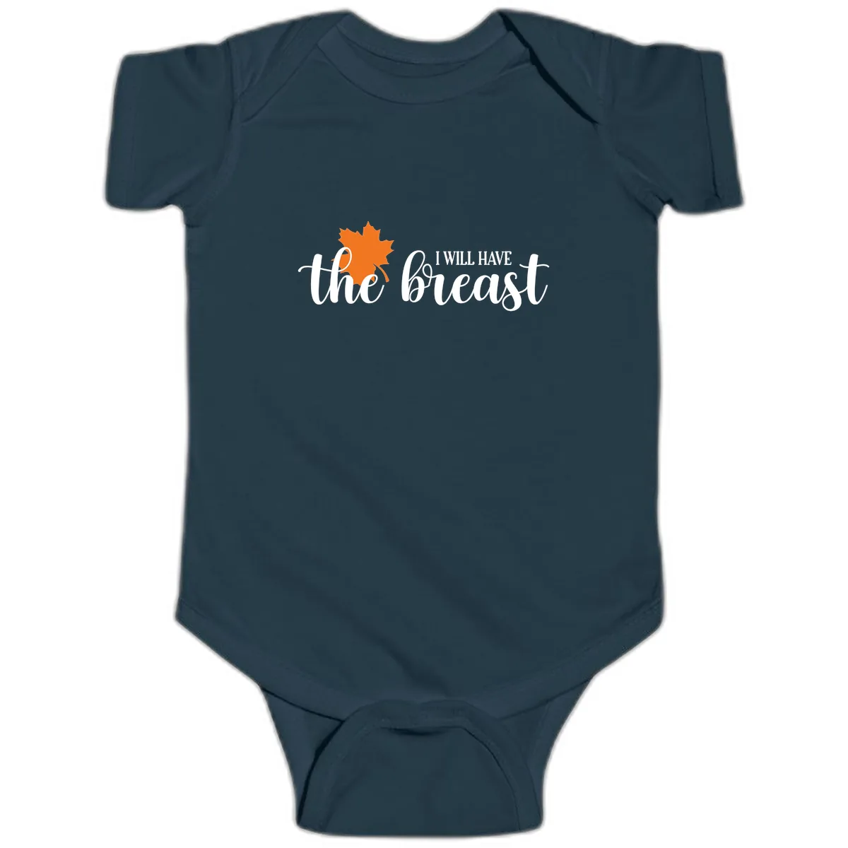 The Breast Fall Maple Leaf Baby Onesie in Navy
