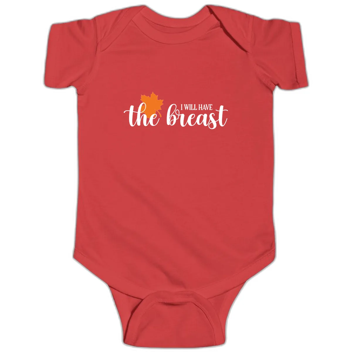 The Breast Fall Maple Leaf Baby Onesie in Red