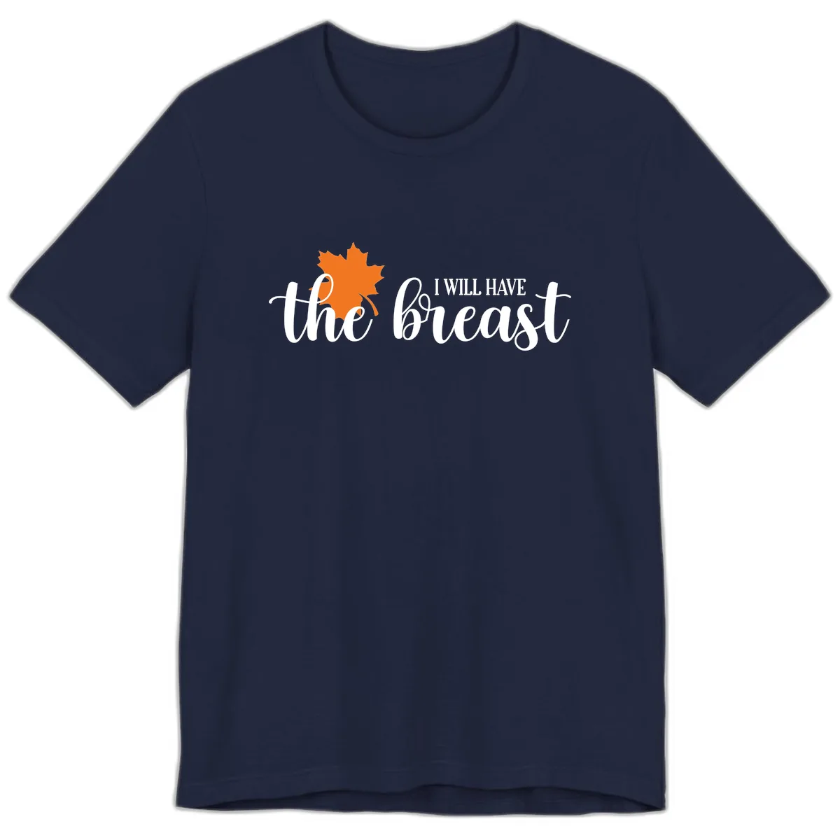 The Breast Fall Maple Leaf Premium T-Shirt in Navy