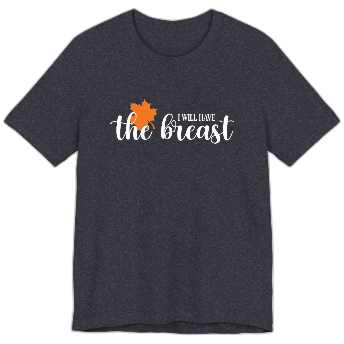 The Breast Fall Maple Leaf Premium T-Shirt in Heather Navy