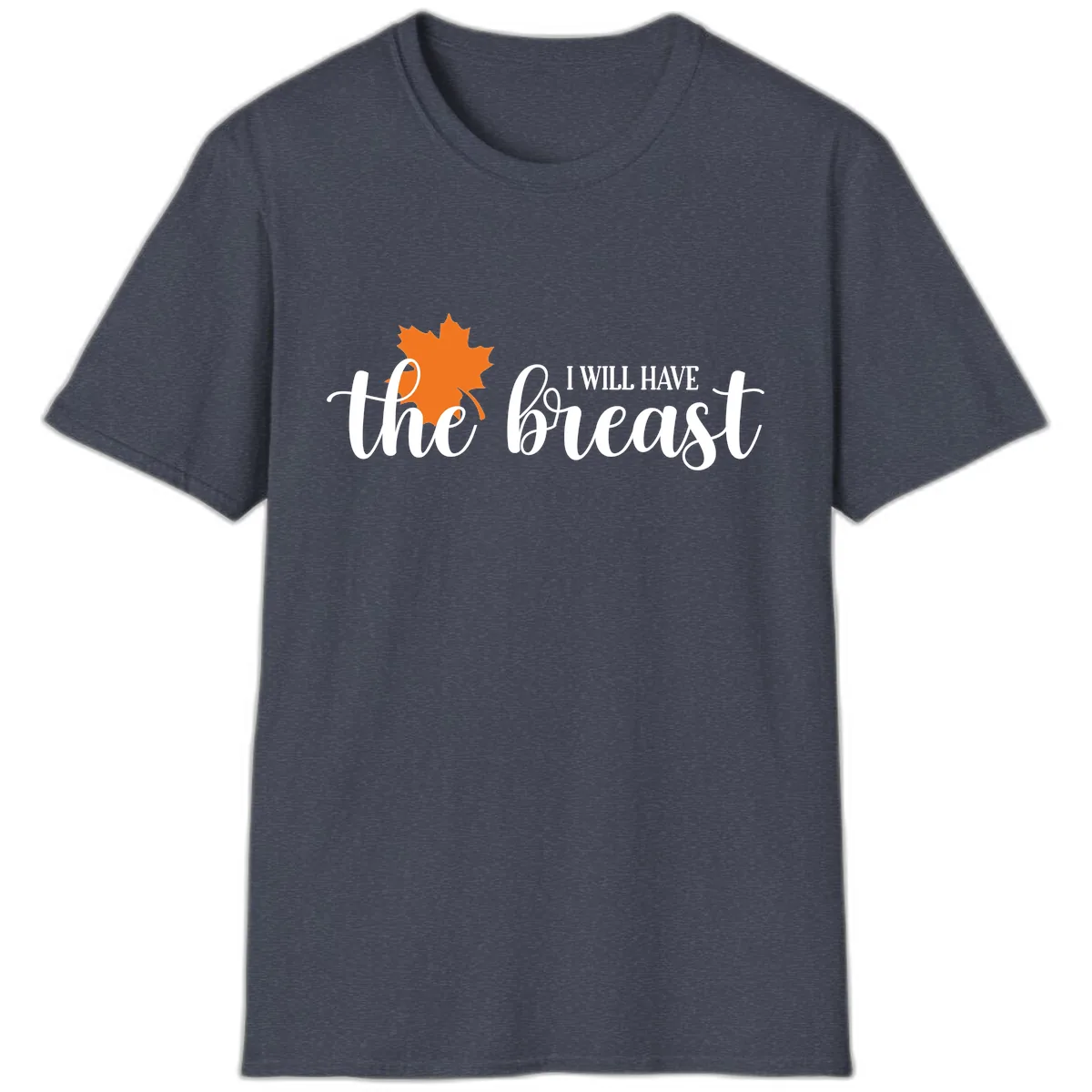 The Breast Fall Maple Leaf T-Shirt in Heather Navy