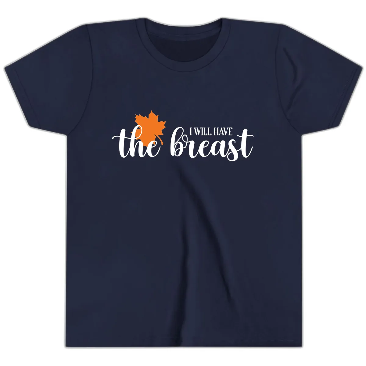 The Breast Fall Maple Leaf Youth T-Shirt in Navy