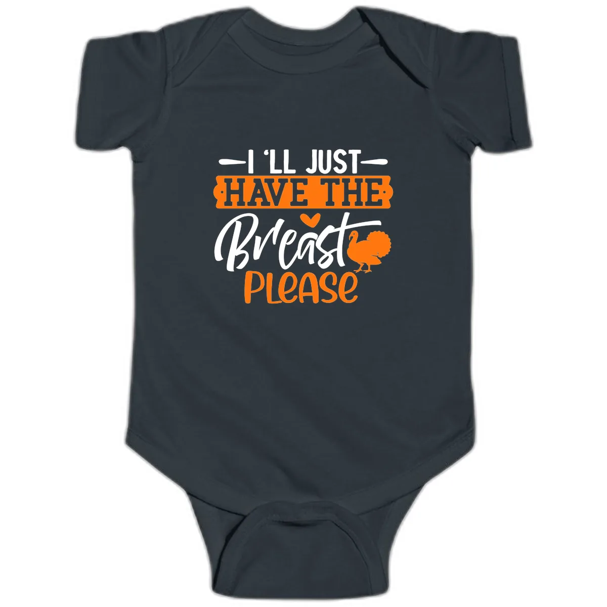 Thanksgiving Turkey Breast Please Quote Baby Onesie in Black
