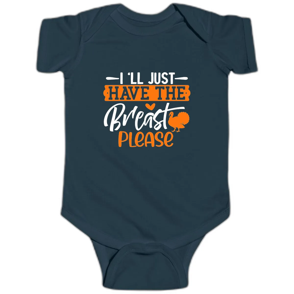 Thanksgiving Turkey Breast Please Quote Baby Onesie in Navy
