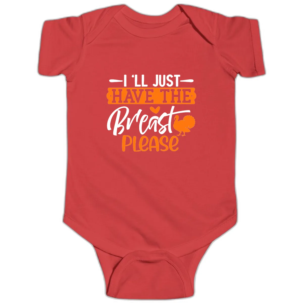 Thanksgiving Turkey Breast Please Quote Baby Onesie in Red