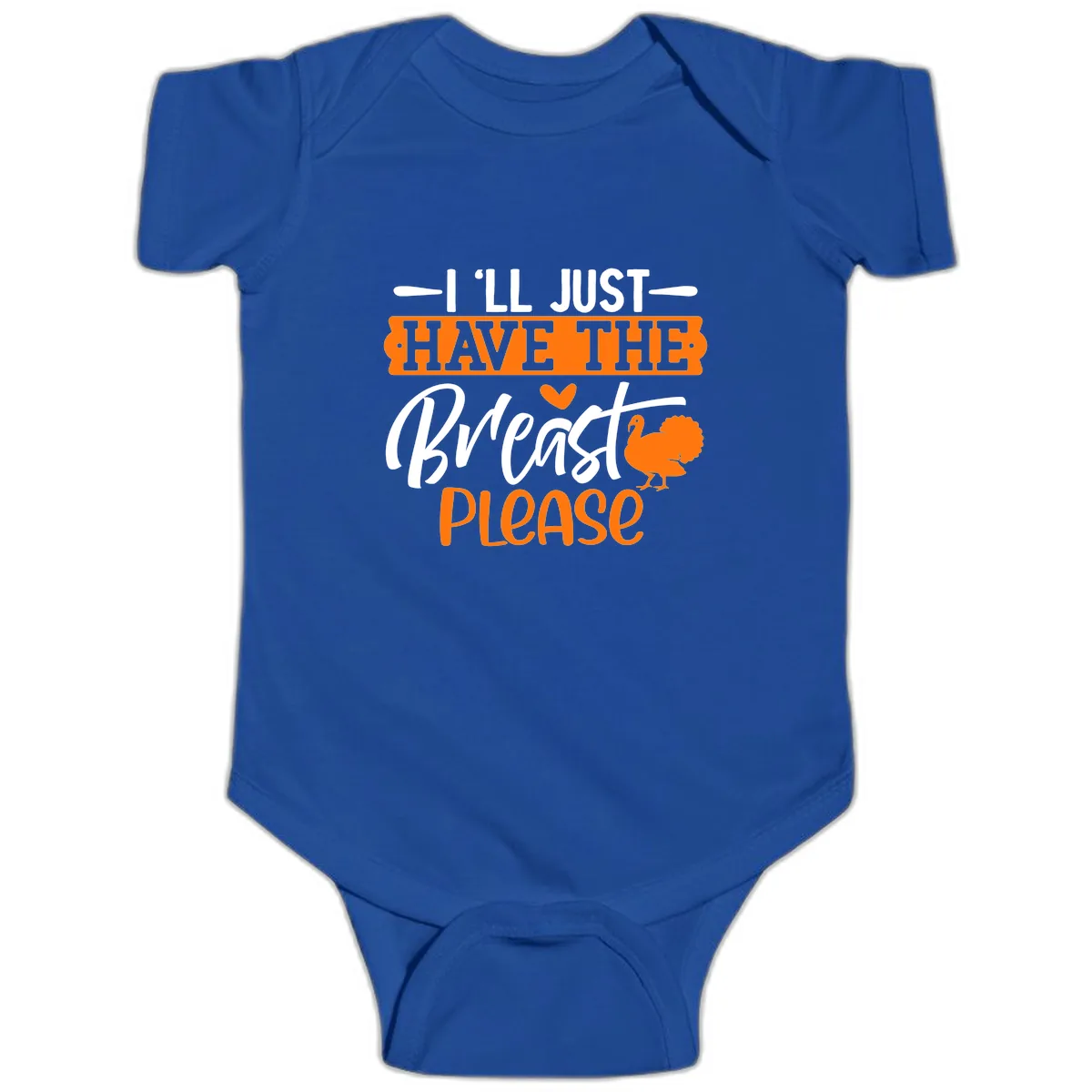 Thanksgiving Turkey Breast Please Quote Baby Onesie in Royal
