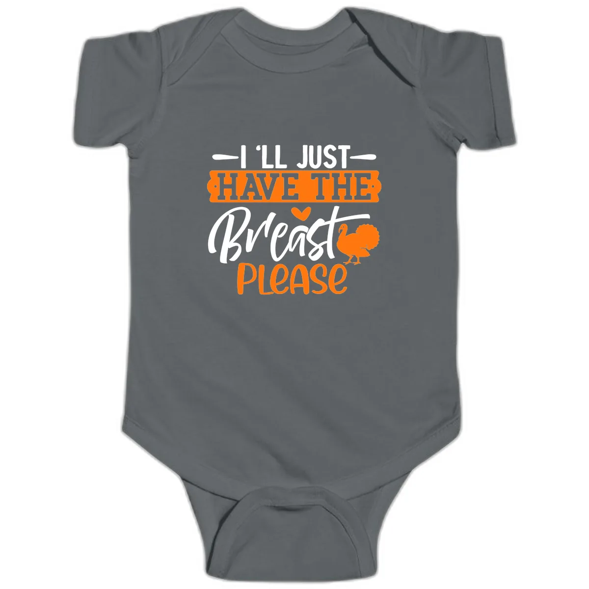 Thanksgiving Turkey Breast Please Quote Baby Onesie in Charcoal