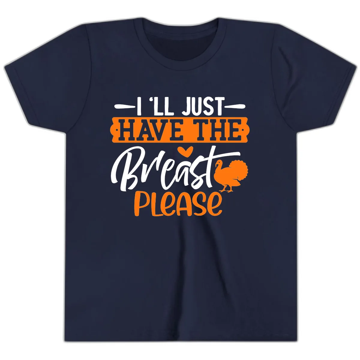 Thanksgiving Turkey Breast Please Quote Youth T-Shirt in Navy