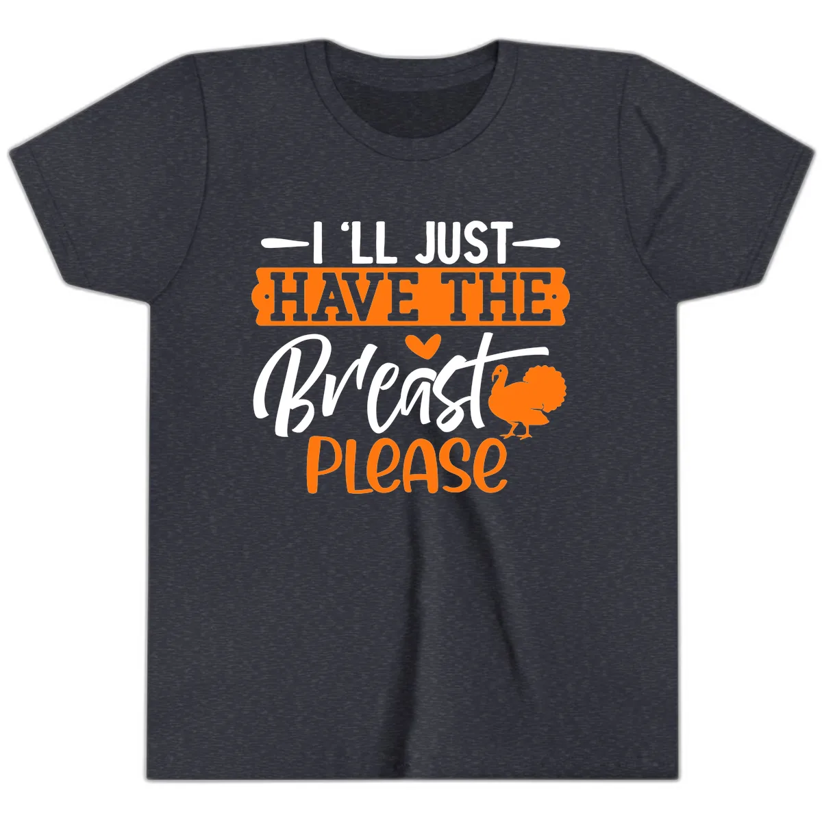 Thanksgiving Turkey Breast Please Quote Youth T-Shirt in Heather Navy