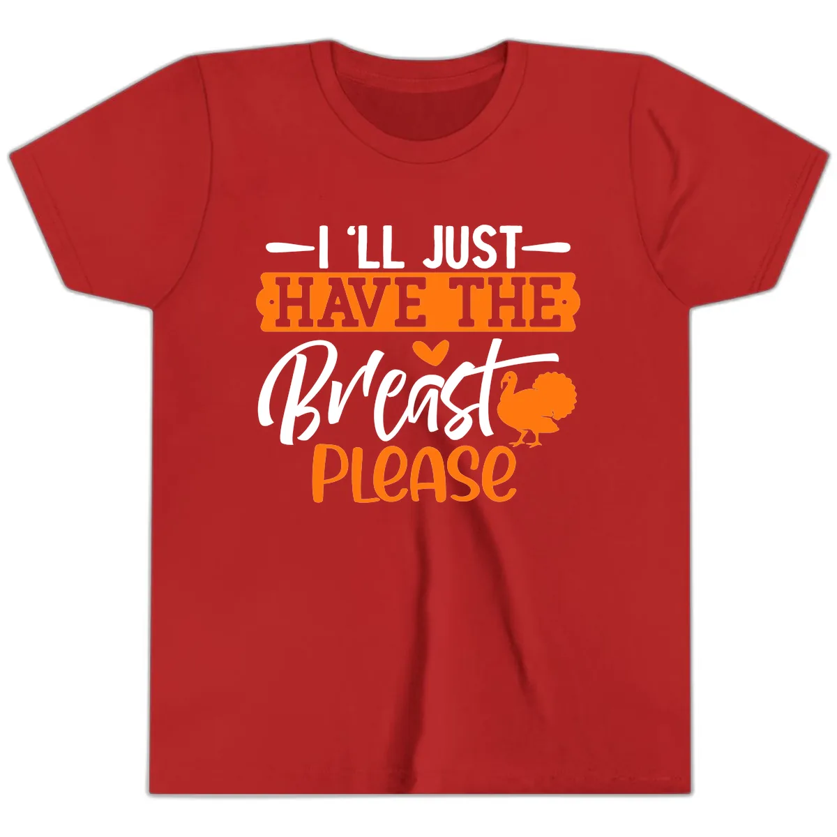 Thanksgiving Turkey Breast Please Quote Youth T-Shirt in Red