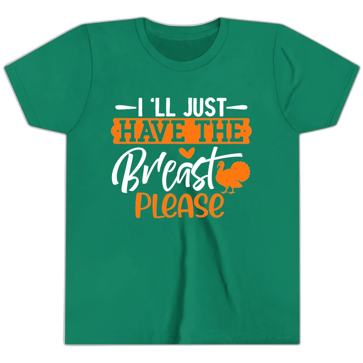 Thanksgiving Turkey Breast Please Quote Youth T-Shirt in Kelly