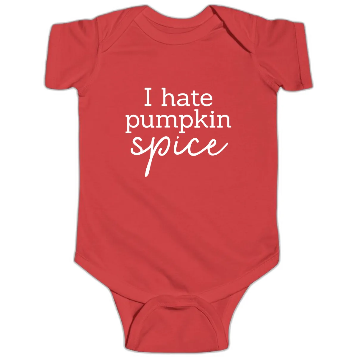 I Hate Pumpkin Spice Statement Baby Onesie in Red