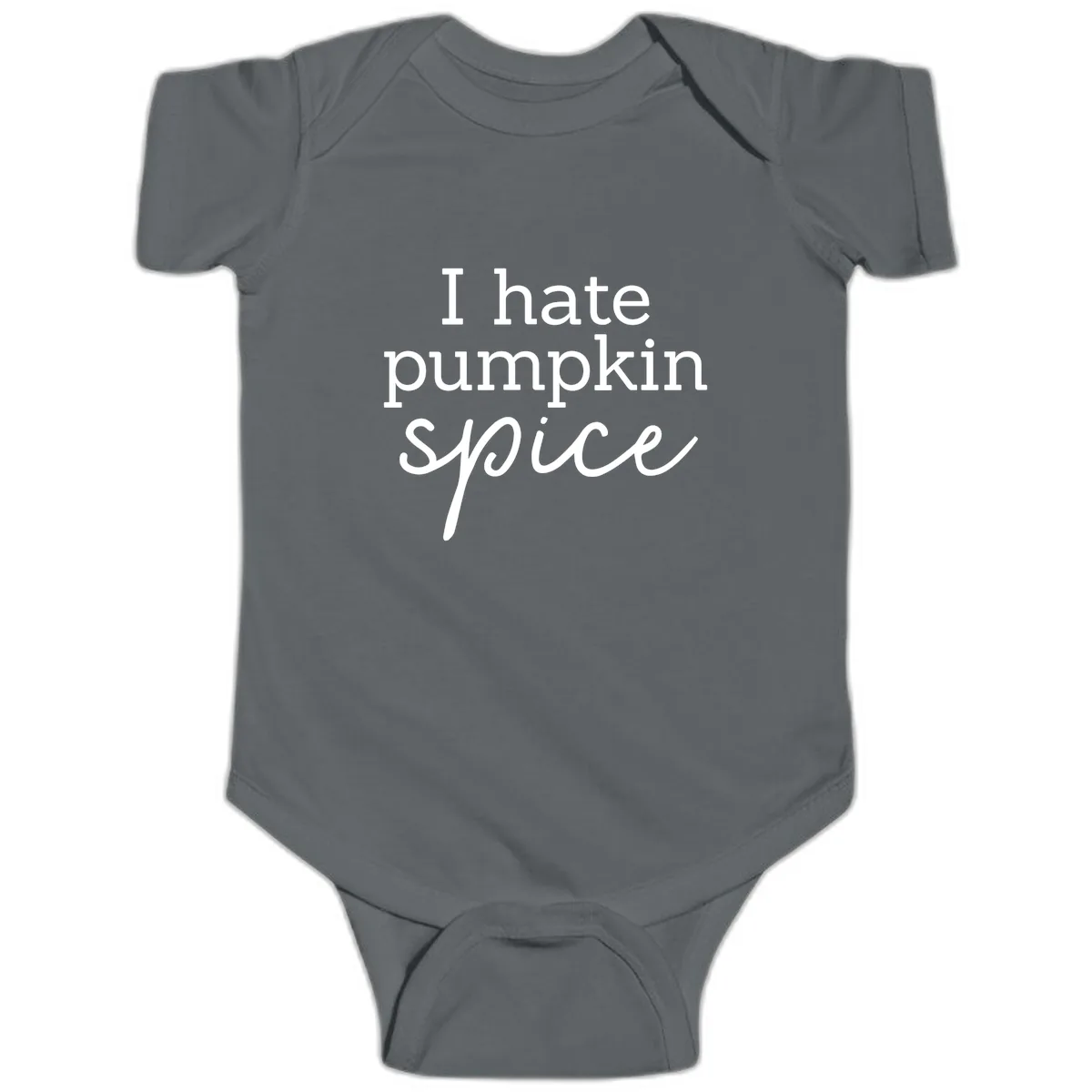 I Hate Pumpkin Spice Statement Baby Onesie in Charcoal