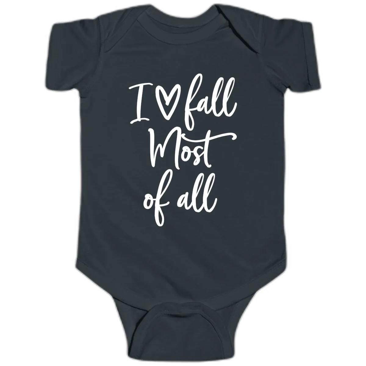 I Fall Most Of All Script Design Baby Onesie in Black