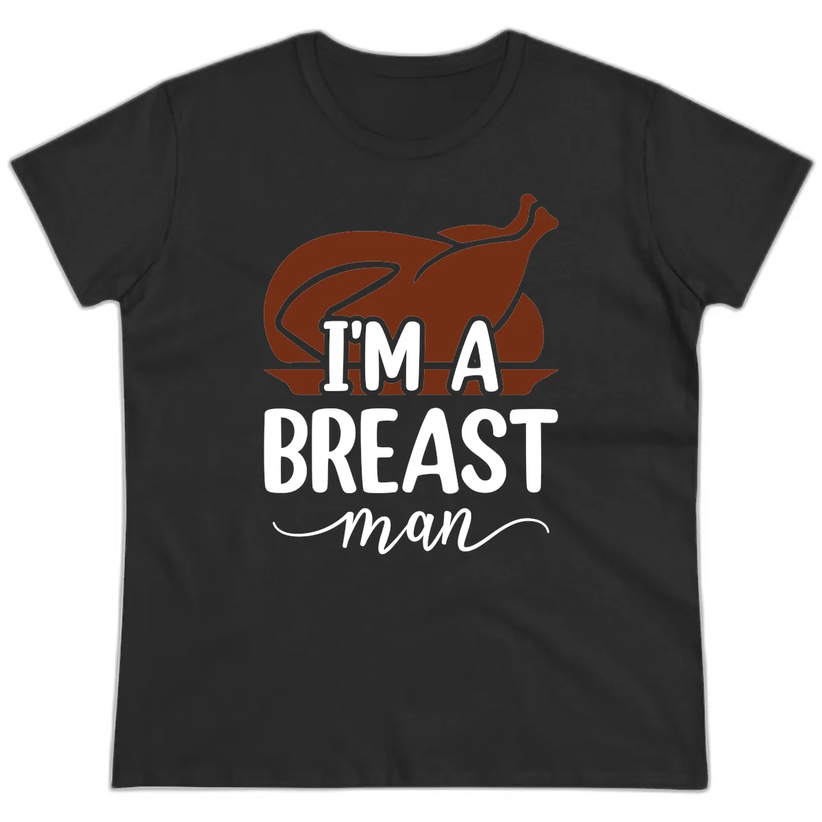 I'm A Breast Man Thanksgiving Turkey Ladies Tee in Black