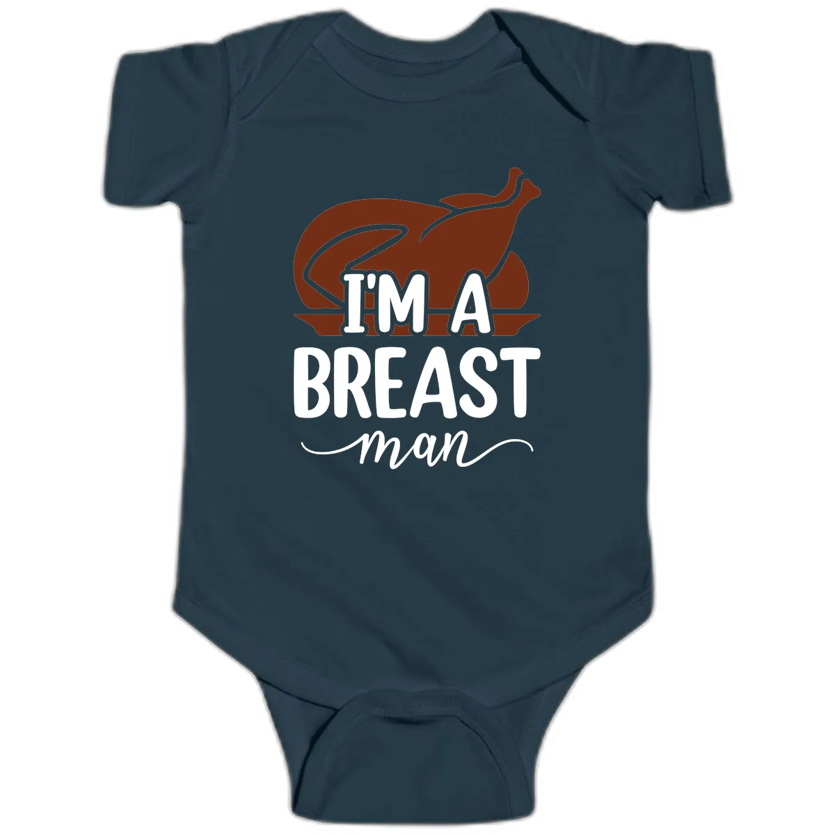 I'm A Breast Man Thanksgiving Turkey Baby Onesie in Navy