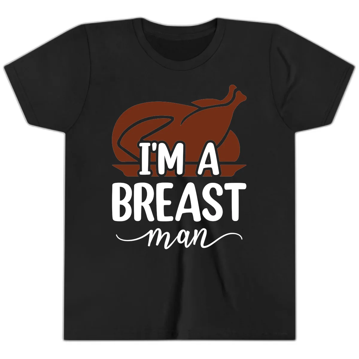 I'm A Breast Man Thanksgiving Turkey Youth T-Shirt in Black