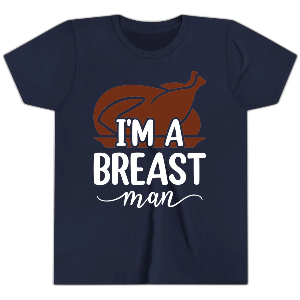 I'm A Breast Man Thanksgiving Turkey Youth T-Shirt in Navy