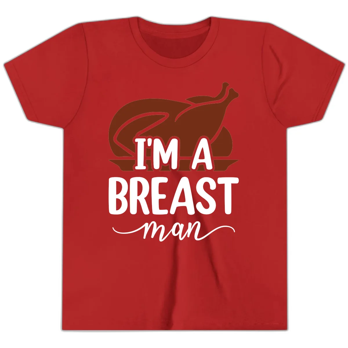 I'm A Breast Man Thanksgiving Turkey Youth T-Shirt in Red