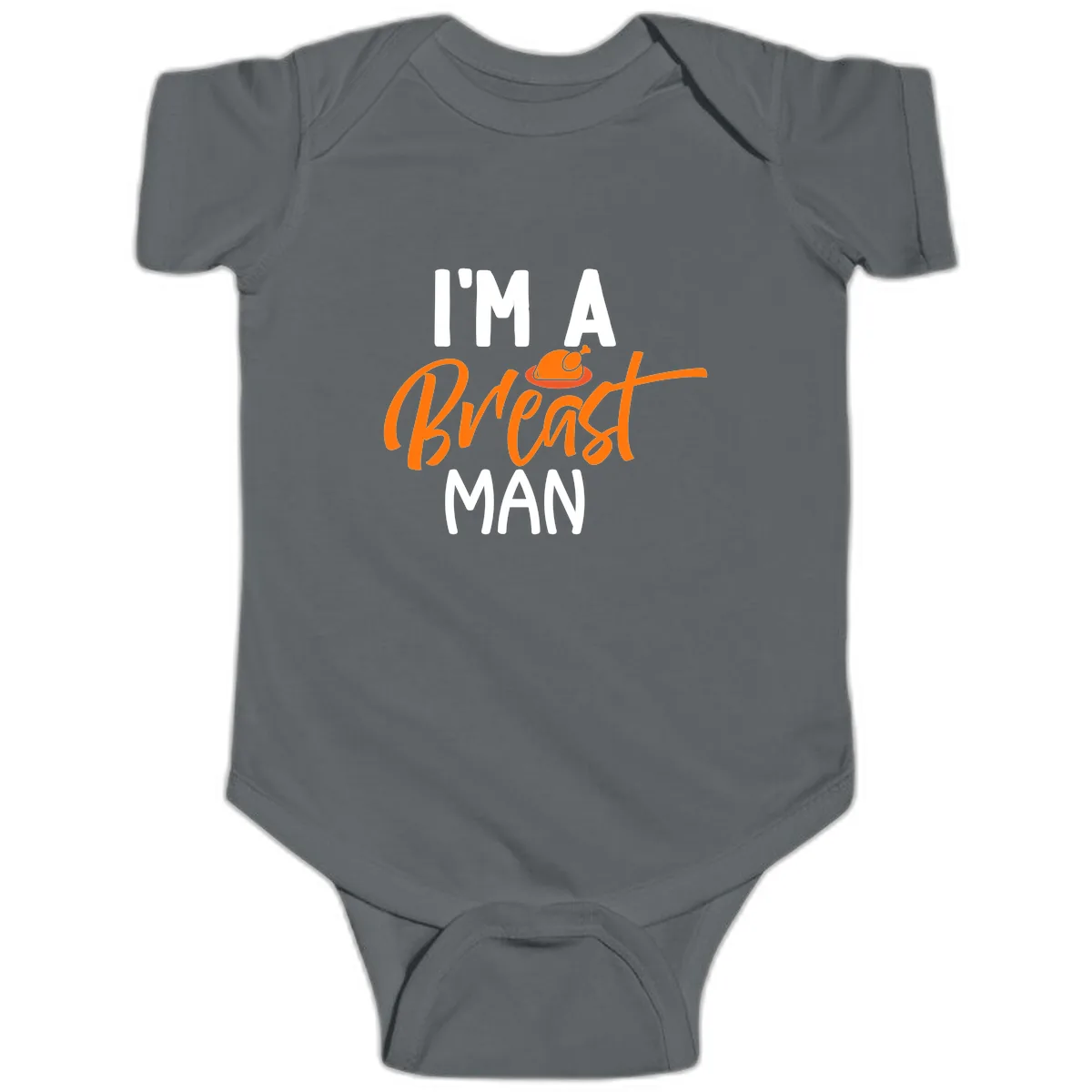 I'm A Breast Man Thanksgiving Turkey Baby Onesie in Charcoal