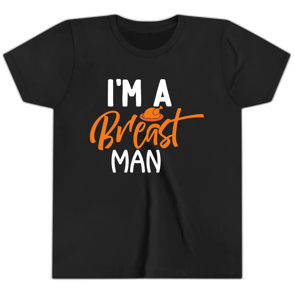 I'm A Breast Man Thanksgiving Turkey Youth T-Shirt in Black