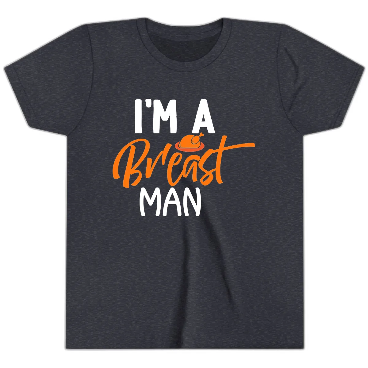 I'm A Breast Man Thanksgiving Turkey Youth T-Shirt in Heather Navy