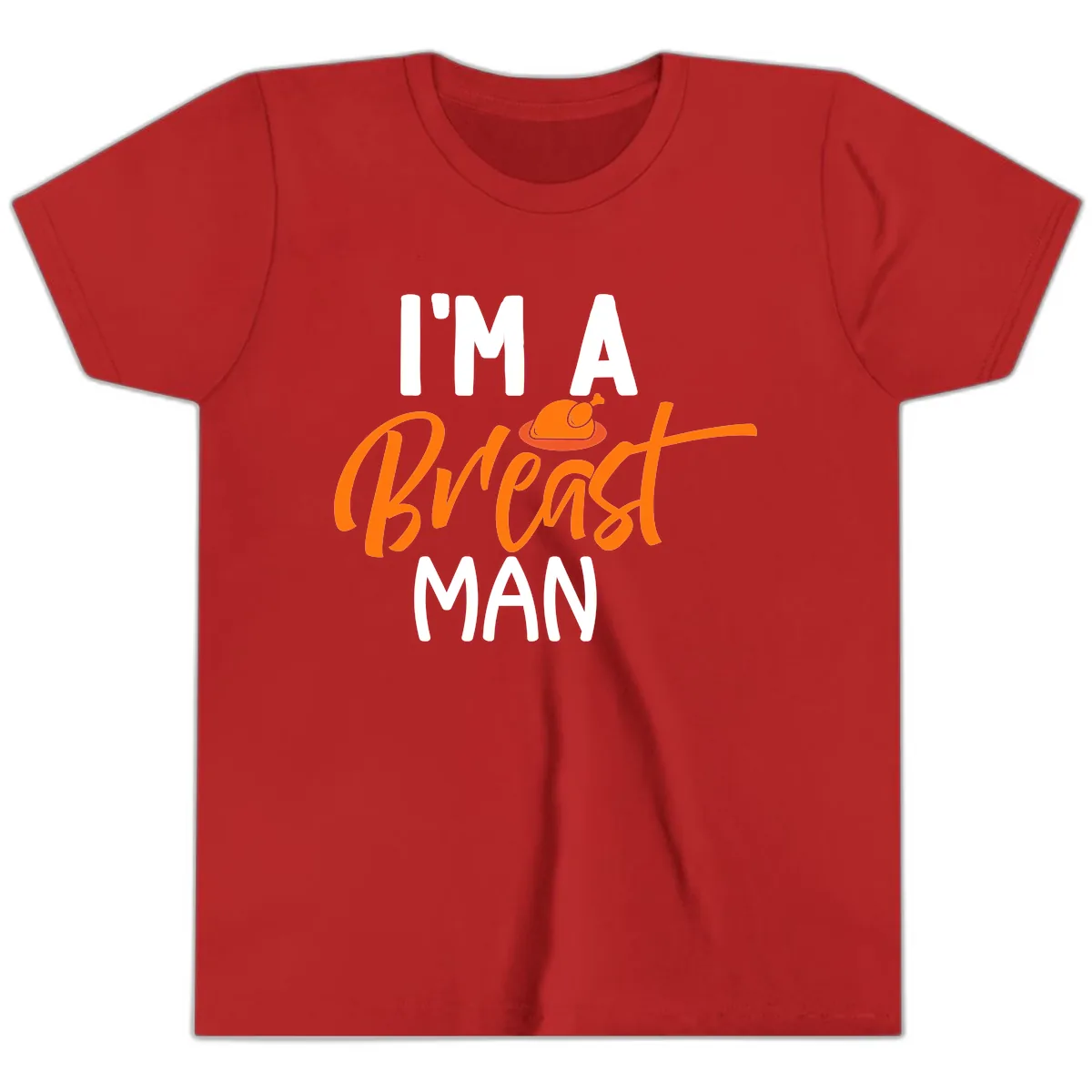 I'm A Breast Man Thanksgiving Turkey Youth T-Shirt in Red