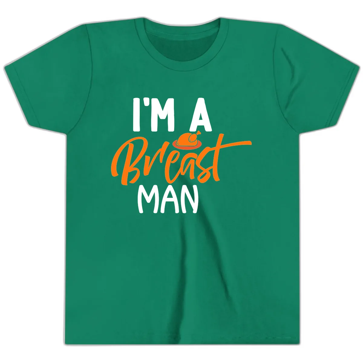 I'm A Breast Man Thanksgiving Turkey Youth T-Shirt in Kelly