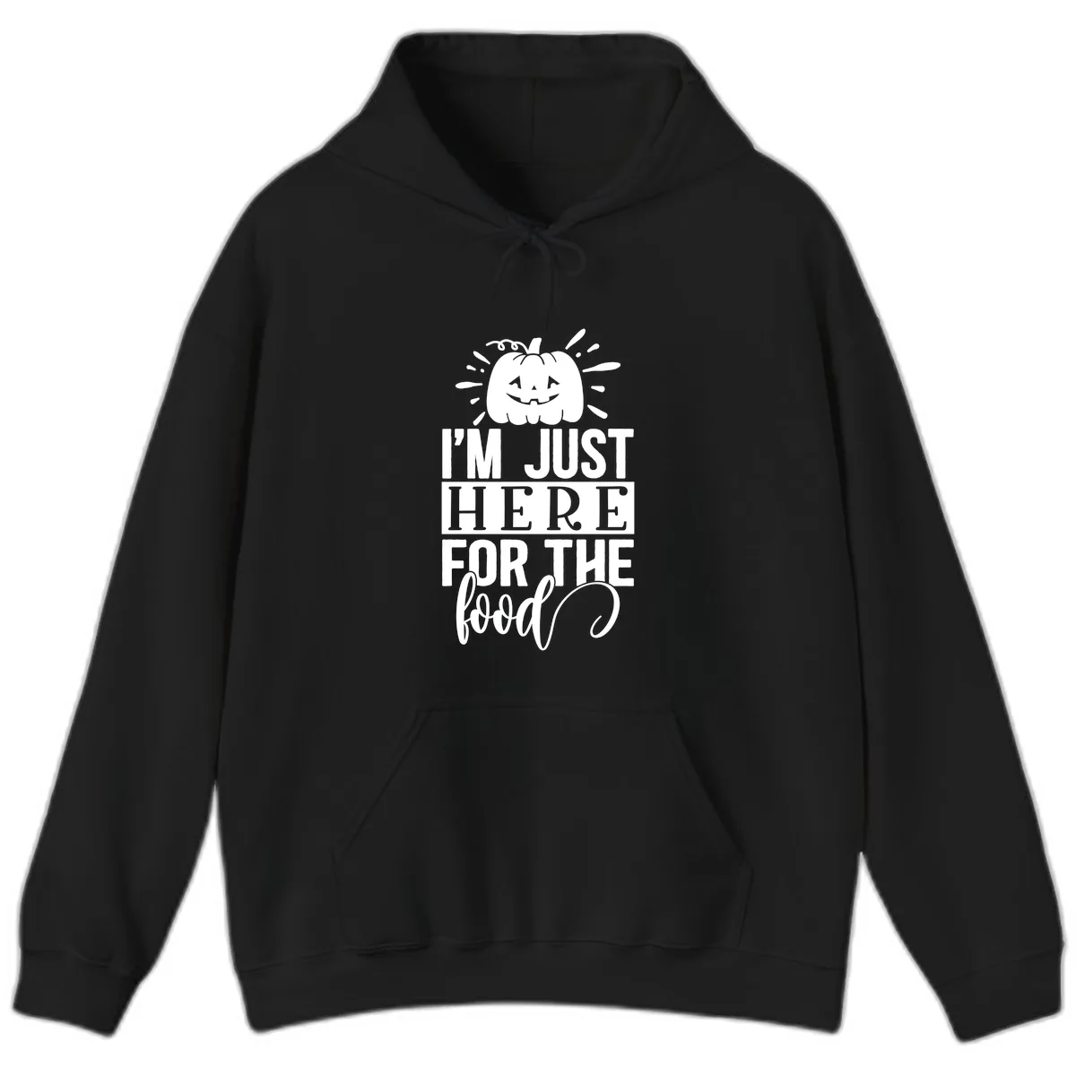 I'm Just Here For The Food Halloween Pumpkin Hoodie in Black