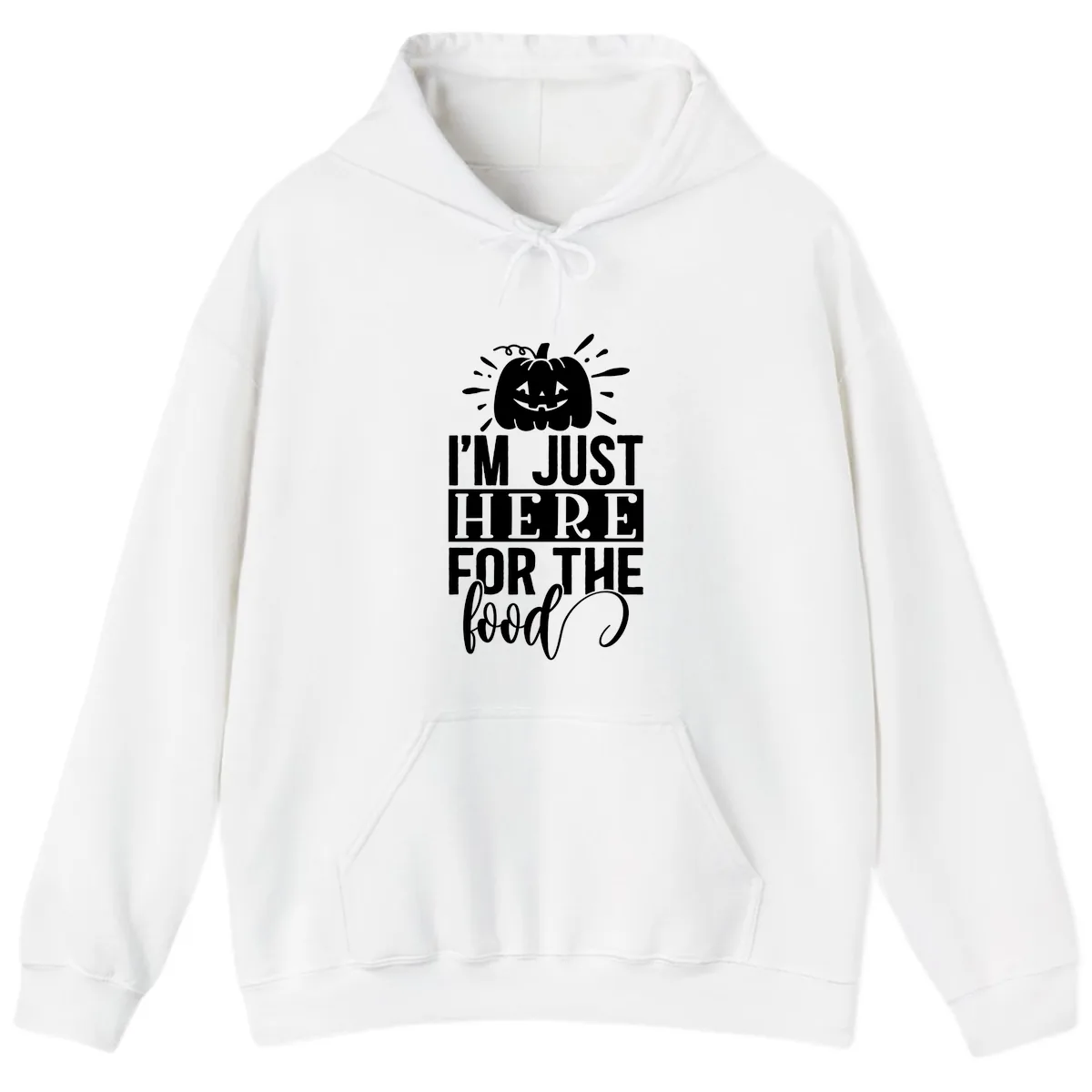 I'm Just Here For The Food Halloween Pumpkin Hoodie in White