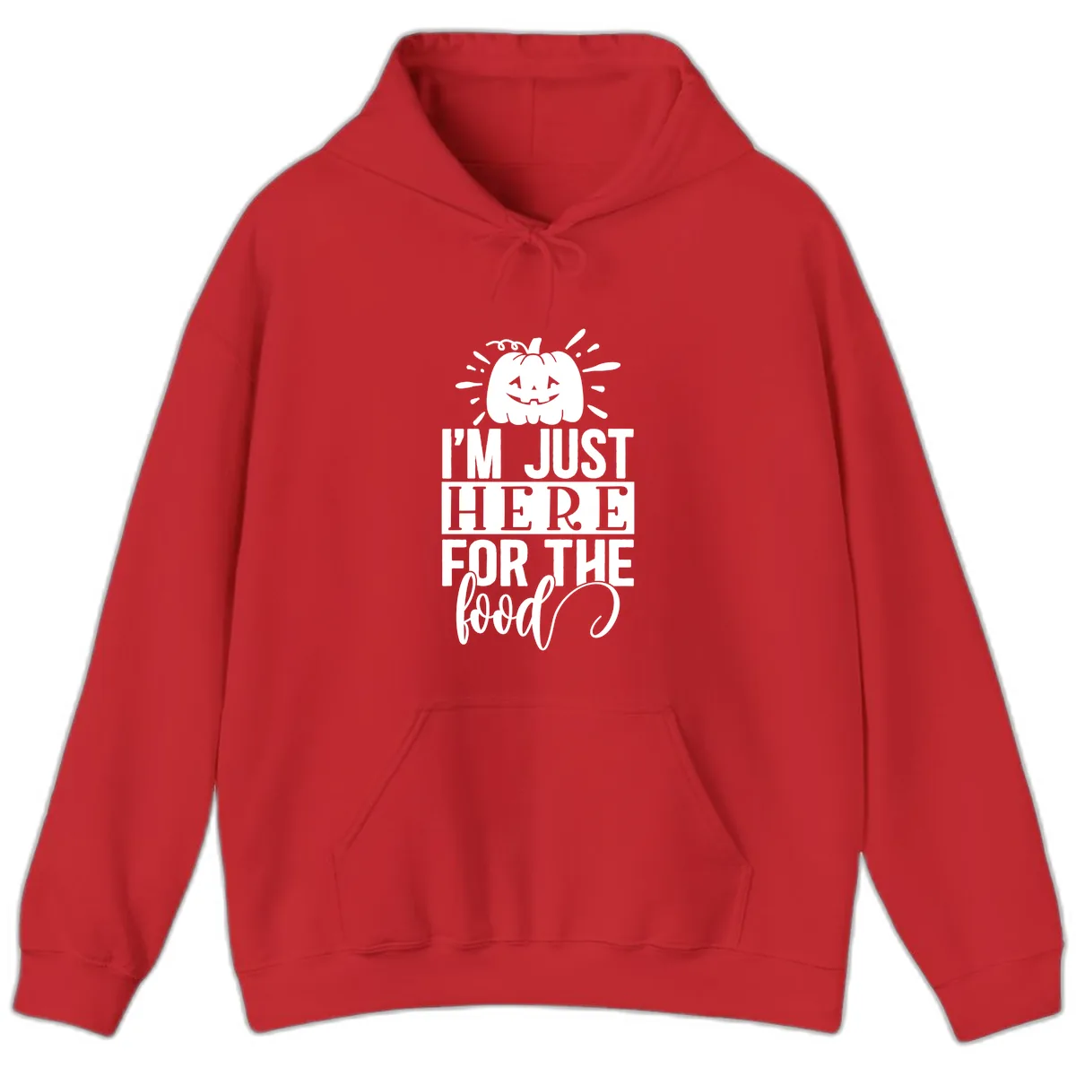 I'm Just Here For The Food Halloween Pumpkin Hoodie in Red