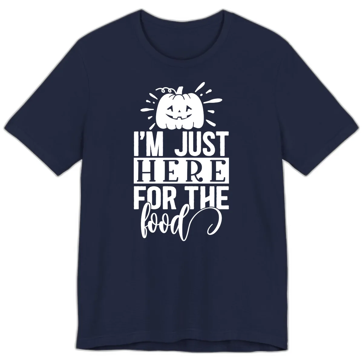 I'm Just Here For The Food Halloween Pumpkin Premium T-Shirt in Navy